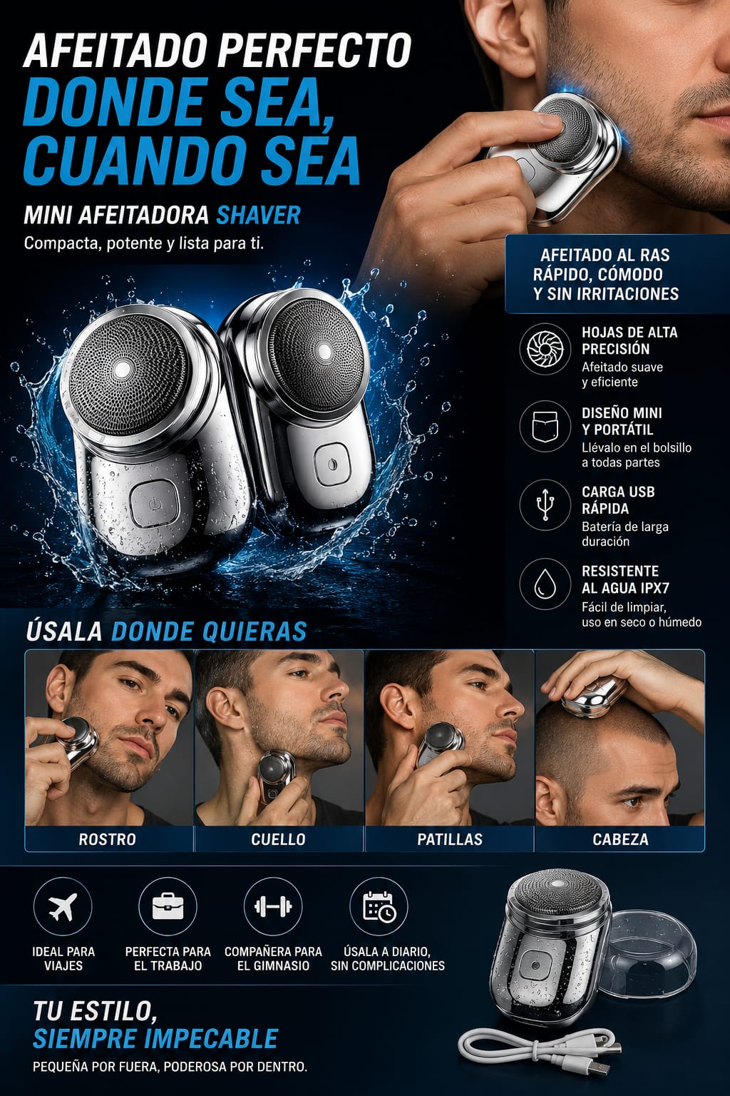 Mini Afeitador Eléctrico Portátil